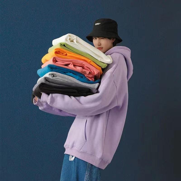 Hoodie Men's Hoodie Loose Student Velvet Coat Large Size Color Hoodie - Amazitshop