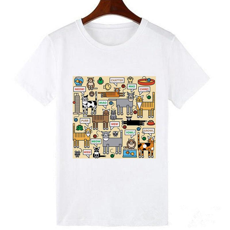 Horro Skull and Cat Femal Tshirt Top Tees kawai T-shirt - Amazitshop