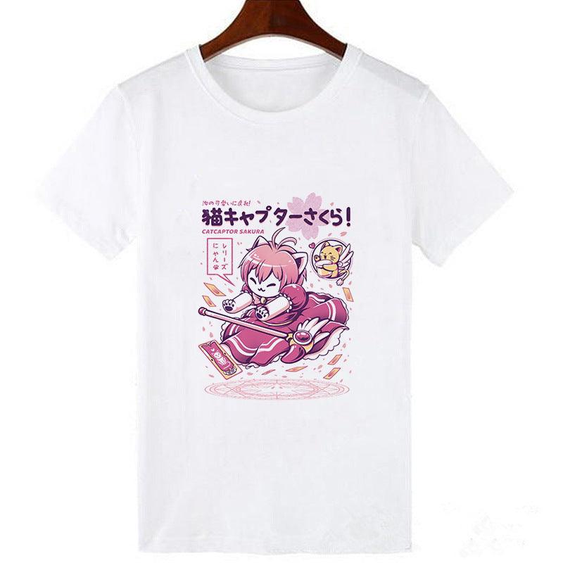 Horro Skull and Cat Femal Tshirt Top Tees kawai T-shirt - Amazitshop