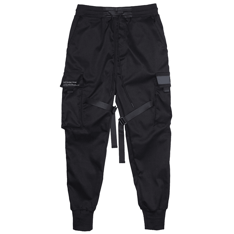 Hot Sale Men Black Hip Hop Cargo Pants Elastic Waist Jogger Trousers Sweatpants Pockets Full Length Casual Fashion - Amazitshop