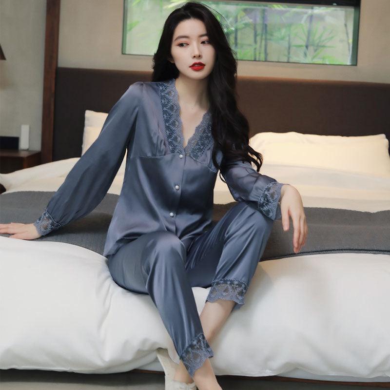 Ice Silk Long Sleeve Ins Wind Sweet Large Size Home Clothes - Amazitshop