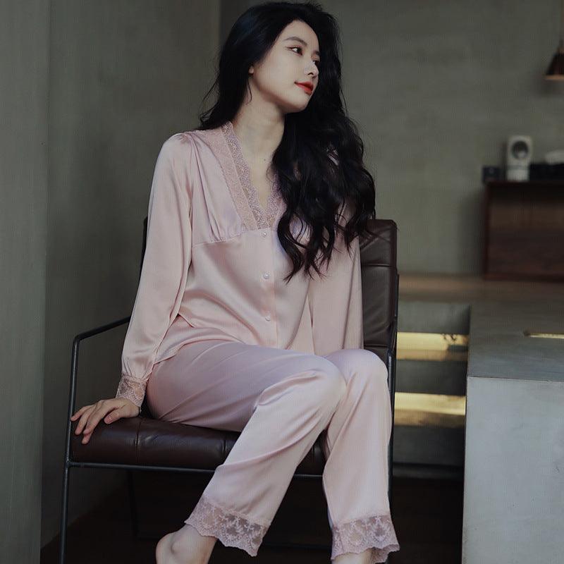 Ice Silk Long Sleeve Ins Wind Sweet Large Size Home Clothes - Amazitshop