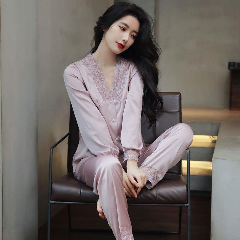 Ice Silk Long Sleeve Ins Wind Sweet Large Size Home Clothes - Amazitshop