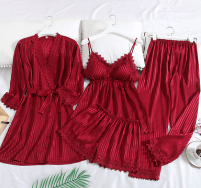 Ice Silk Pajamas Suspender Shorts Suit - Amazitshop