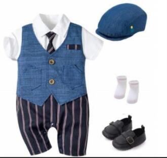 Infant Boy Baby Gentleman Outing Clothes One - Piece Suit Romper - Amazitshop