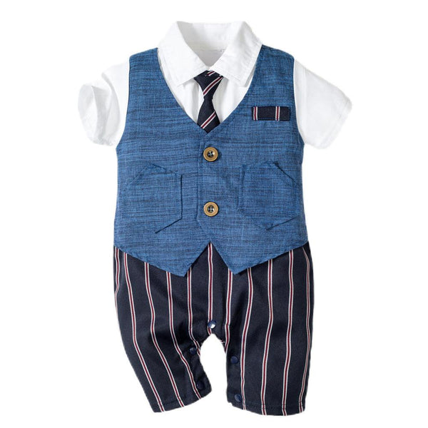 Infant Boy Baby Gentleman Outing Clothes One - Piece Suit Romper - Amazitshop