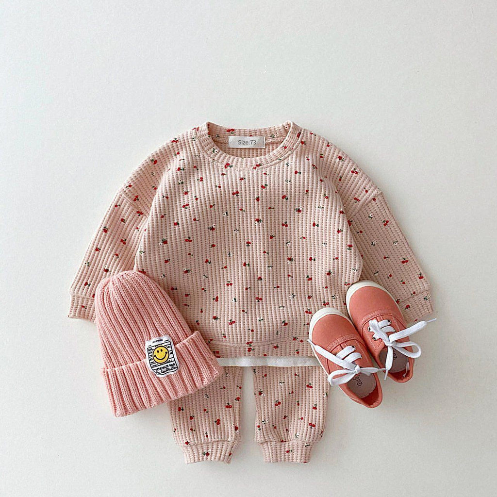 Infant & Kids Waffle Sweatshirt Casual Set - Amazitshop