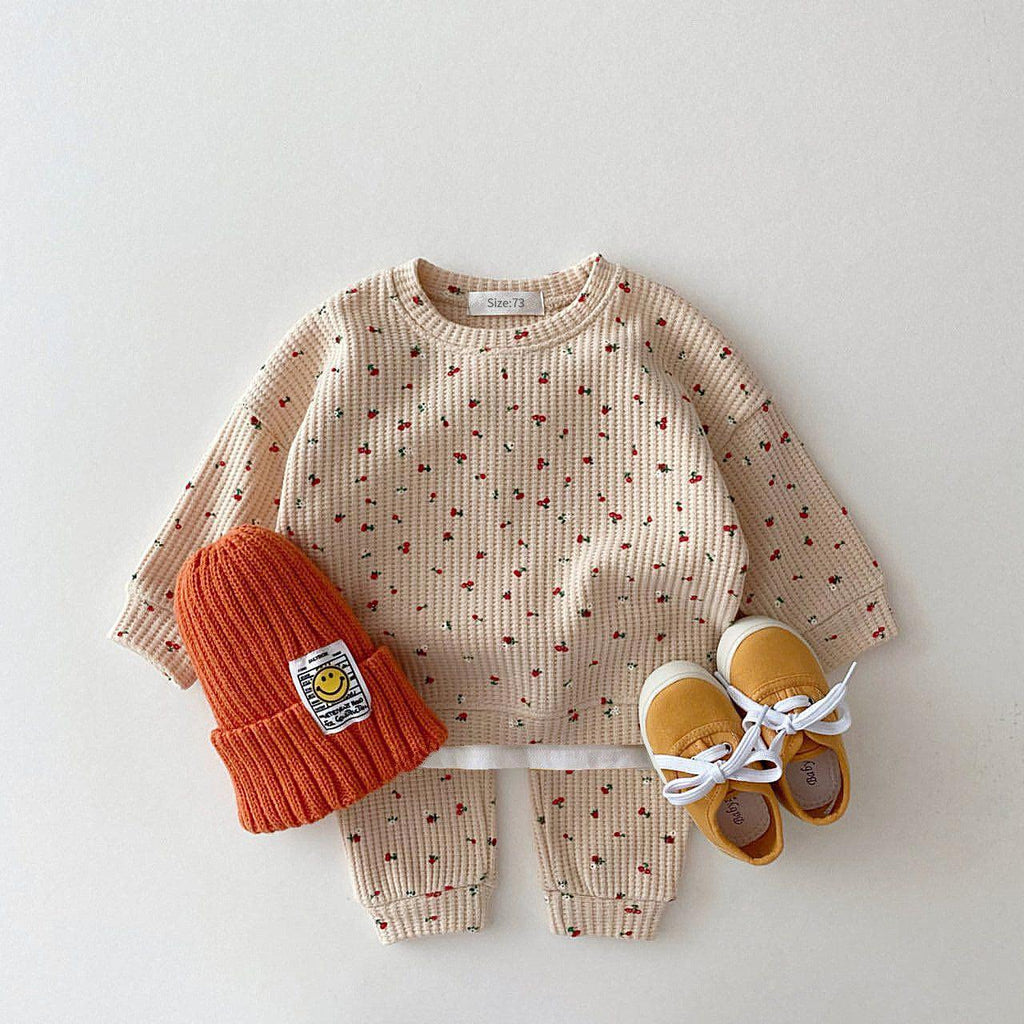 Infant & Kids Waffle Sweatshirt Casual Set - Amazitshop