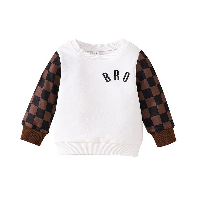 Infants And Toddlers Fall Long - sleeved Tops Fashion Plaid Sweatshirt - Amazitshop