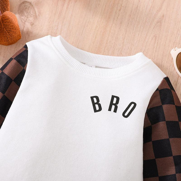 Infants And Toddlers Fall Long - sleeved Tops Fashion Plaid Sweatshirt - Amazitshop