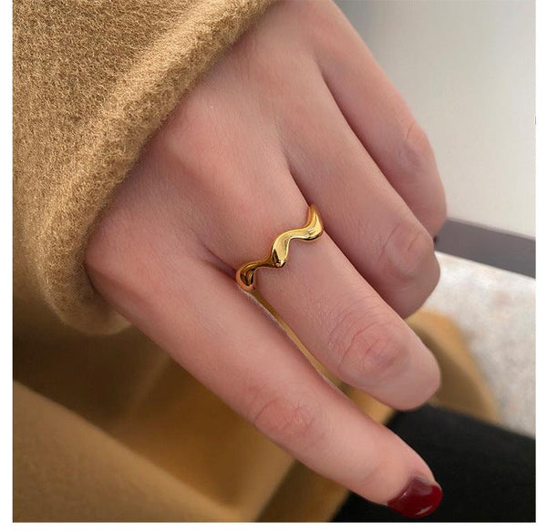 Ins Cold Wind Wave Abstract Titanium Steel Index Finger Ring For Women - Amazitshop