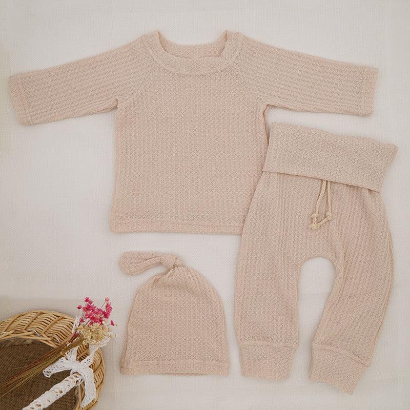 INS Foreign Trade Korean Super Hot Autumn And Winter Infant Waffle Long Sleeve Top And Trousers Suit Children's Loungewear - Amazitshop