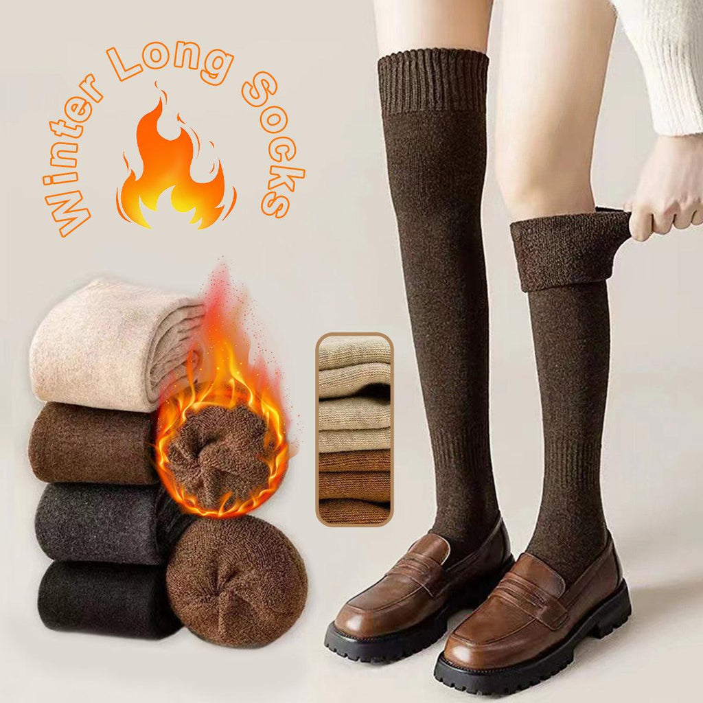 Ins Over - the - knee Socks Women's Autumn And Winter Long Socks Thickened Warm Terry Socks Beautiful Leg Shaping High Socks - Amazitshop