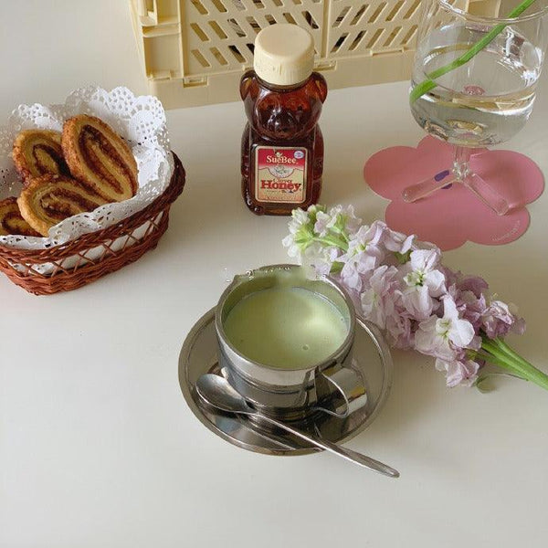 Ins Stainless Steel Coffee Cup And Saucer Metal Tableware - Amazitshop