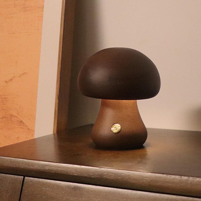 INS Wooden Cute Mushroom LED Night Light With Touch Switch Bedside Table Lamp For Bedroom Childrens Room Sleeping Night Lamps Home Decor - Amazitshop