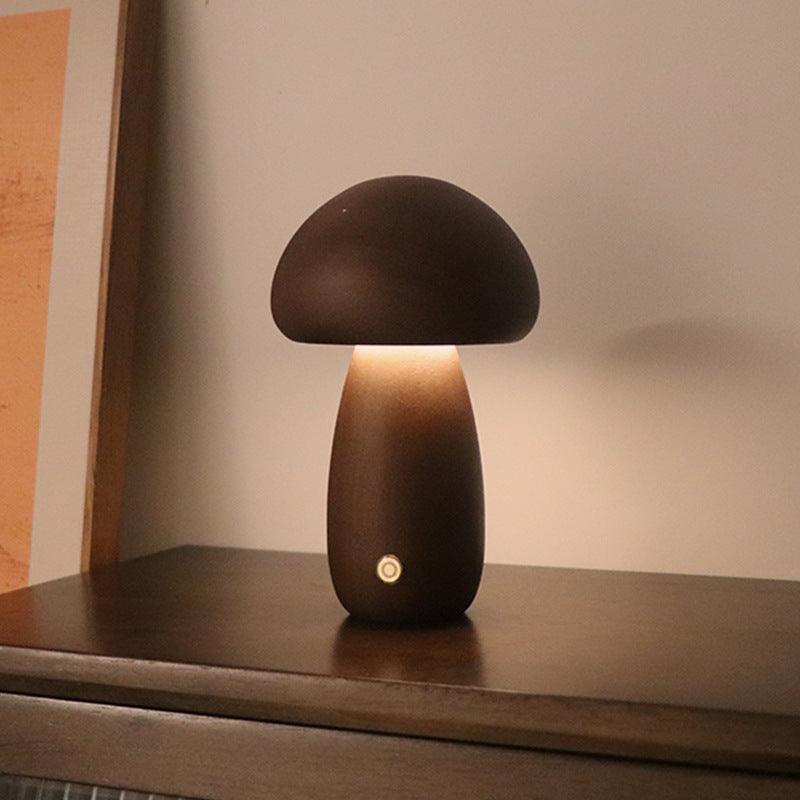 INS Wooden Cute Mushroom LED Night Light With Touch Switch Bedside Table Lamp For Bedroom Childrens Room Sleeping Night Lamps Home Decor - Amazitshop