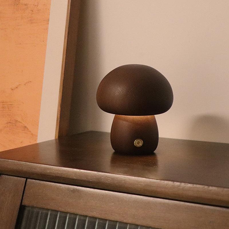 INS Wooden Cute Mushroom LED Night Light With Touch Switch Bedside Table Lamp For Bedroom Childrens Room Sleeping Night Lamps Home Decor - Amazitshop