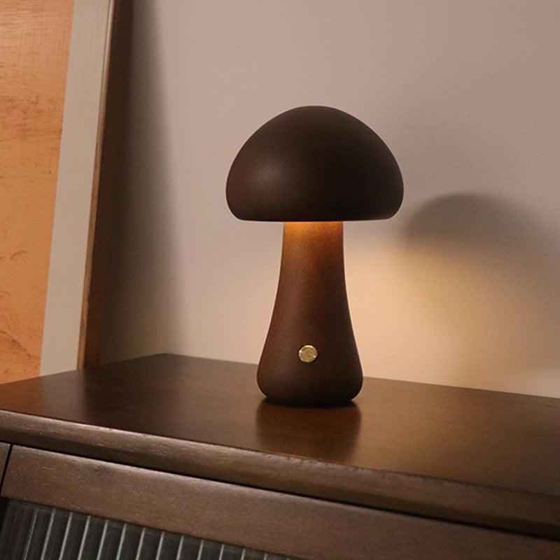 INS Wooden Cute Mushroom LED Night Light With Touch Switch Bedside Table Lamp For Bedroom Childrens Room Sleeping Night Lamps Home Decor - Amazitshop