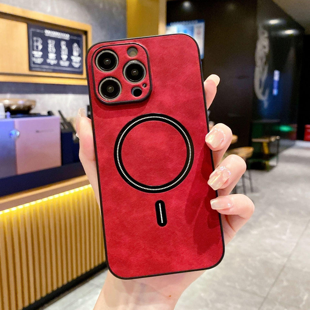 Iphone15pro Magnetic Lambskin All - inclusive Protective Cover - Amazitshop