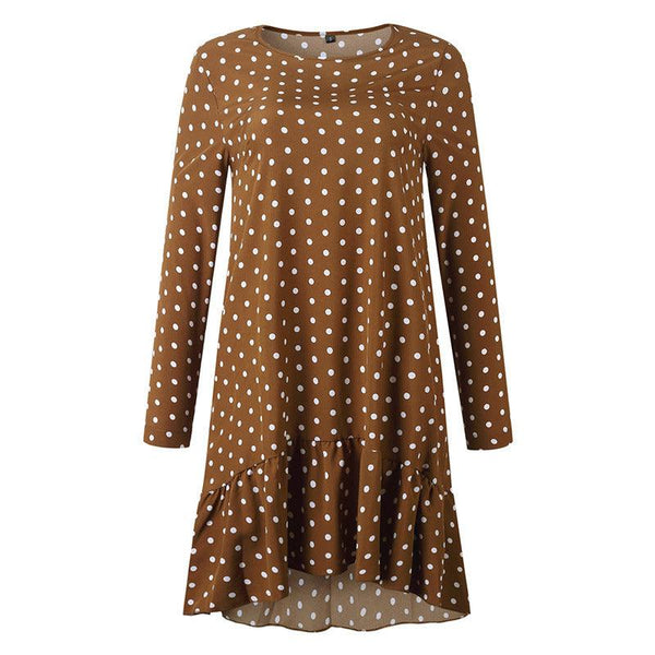 Irregular mid - wave dot dresses - Amazitshop
