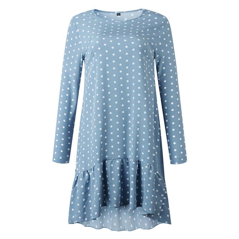 Irregular mid - wave dot dresses - Amazitshop
