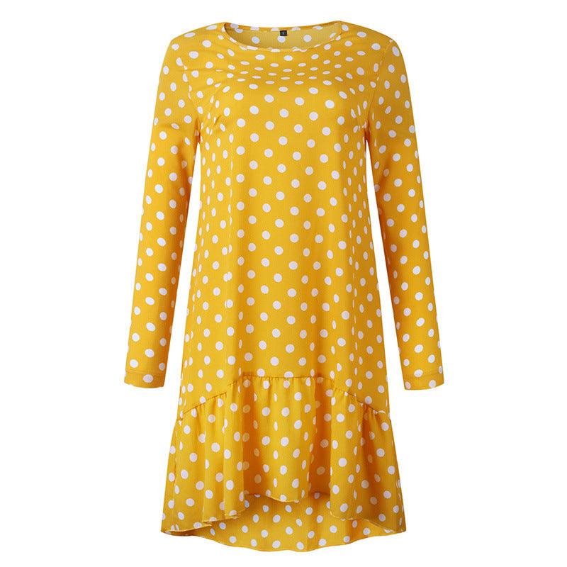 Irregular mid - wave dot dresses - Amazitshop