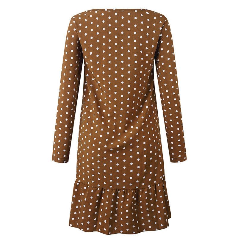 Irregular mid - wave dot dresses - Amazitshop