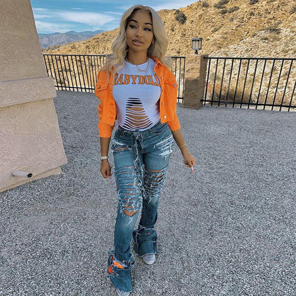 Jacket Women Streetwear Denim Jacket Women Outwear Bodycon Jeans Jackets Women Coat Casual Ladies Cropped Jackets - Amazitshop