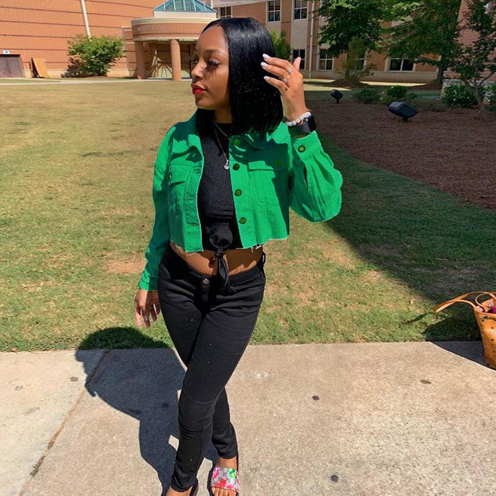 Jacket Women Streetwear Denim Jacket Women Outwear Bodycon Jeans Jackets Women Coat Casual Ladies Cropped Jackets - Amazitshop