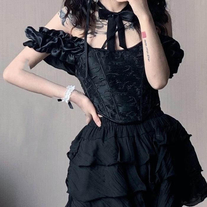 Jacquard Fishbone Short Corset Shows High Who Wears Thin Dark Sweet Cool Wind Coat - Amazitshop