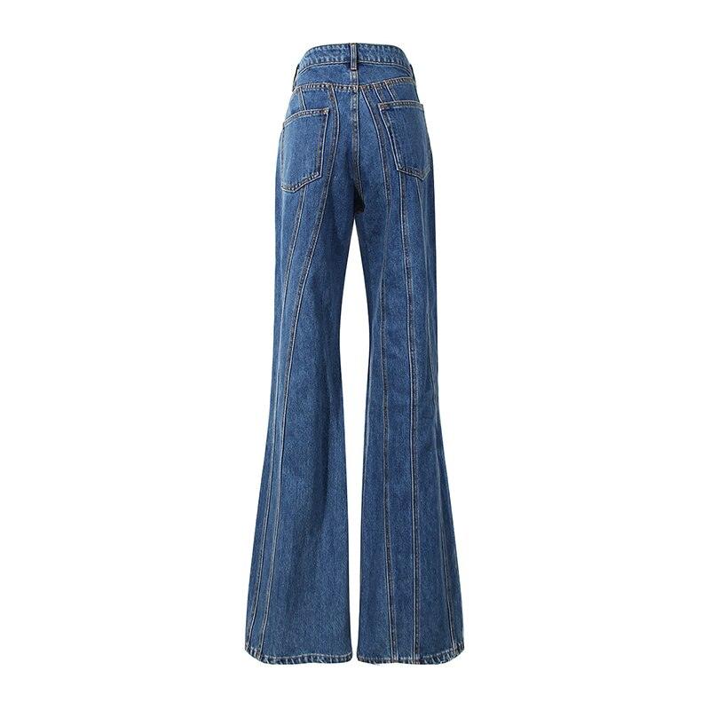Jeans Women Spring New Stitching irregular Stripes Slim Bell Bottoms - Amazitshop