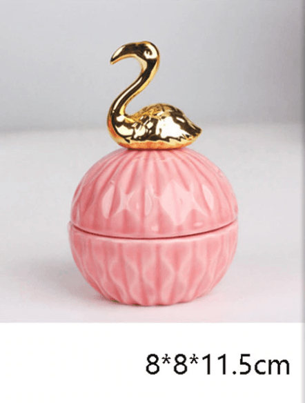 Jewelry Storage Box Organizer for Women Pink Ceramic Dustproof Cover Home Deco Desktop Organization Jewellery Storage Case - Amazitshop