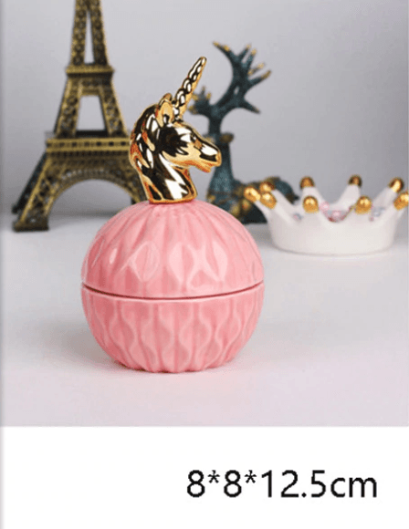 Jewelry Storage Box Organizer for Women Pink Ceramic Dustproof Cover Home Deco Desktop Organization Jewellery Storage Case - Amazitshop