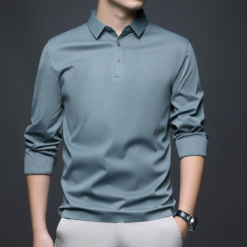 Jinammonia Seamless Quality Lapel Long Sleeve Shirt Men - Amazitshop