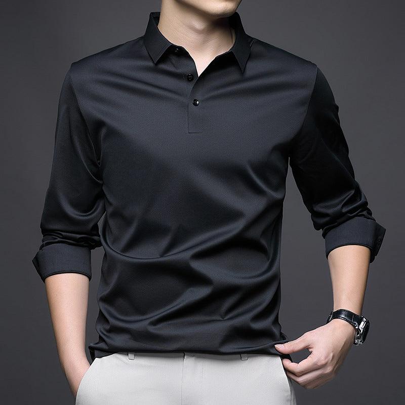 Jinammonia Seamless Quality Lapel Long Sleeve Shirt Men - Amazitshop