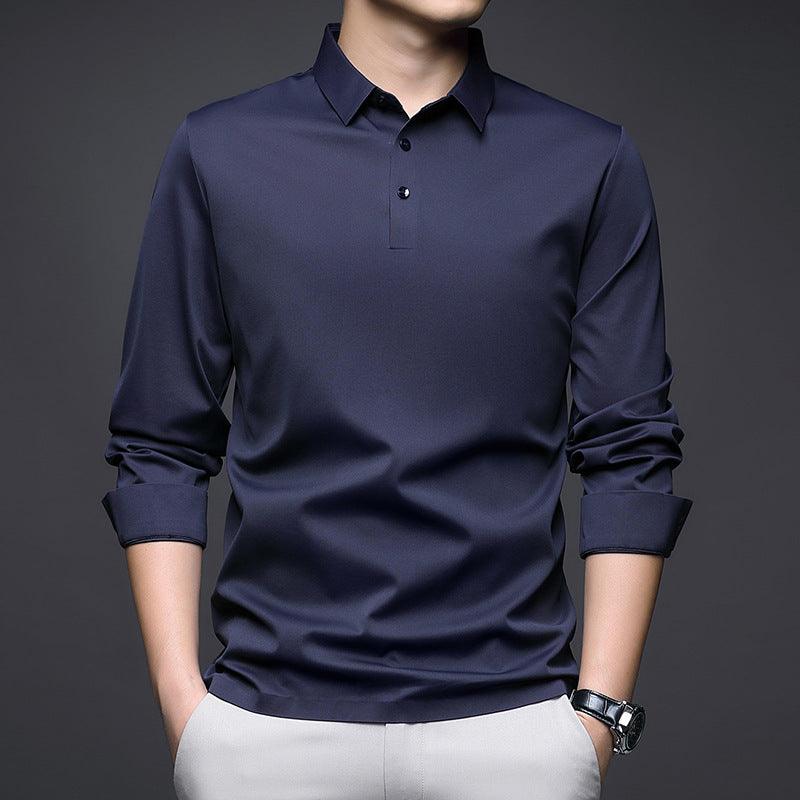Jinammonia Seamless Quality Lapel Long Sleeve Shirt Men - Amazitshop