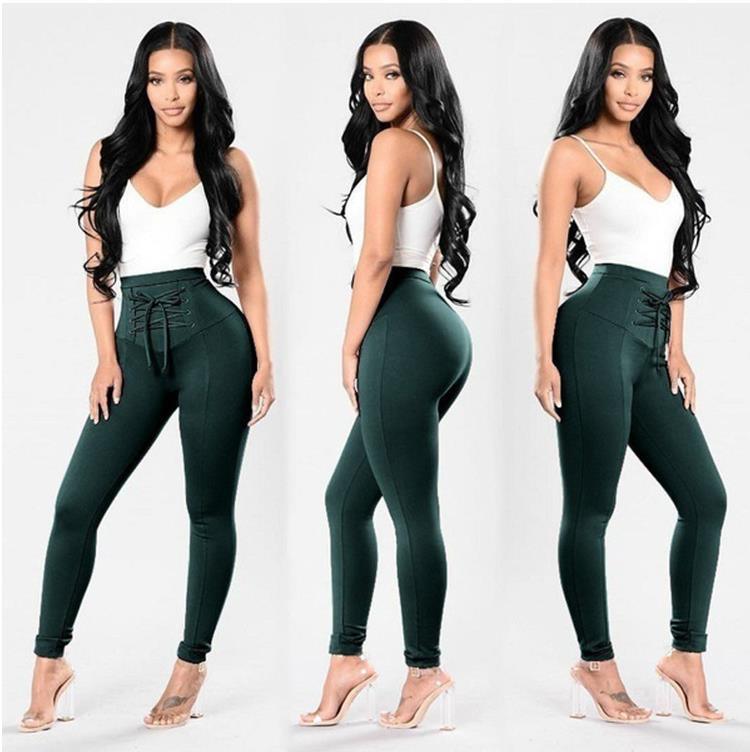 joggers women trousers stretch pencil pants plus size high waist sweatpants lace up long pants pink women fitness clothing - Amazitshop