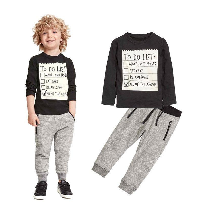 Kids Boys Clothing Set Baby Boy Casual Clothes 2021 Spring Autumn Ccotton Long Sleeves T-shirt Pants 2pcs Suit For 3 - 7 Years - Amazitshop