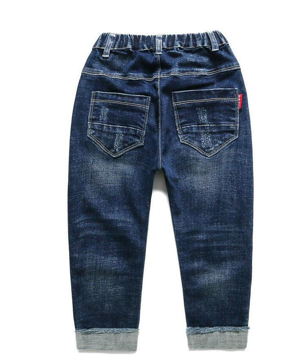 Kids Boys Jeans Baby Clothes Classic Pants Children Denim Clothing Boy Casual Bowboy Long Trousers 5 - 13Y - Amazitshop