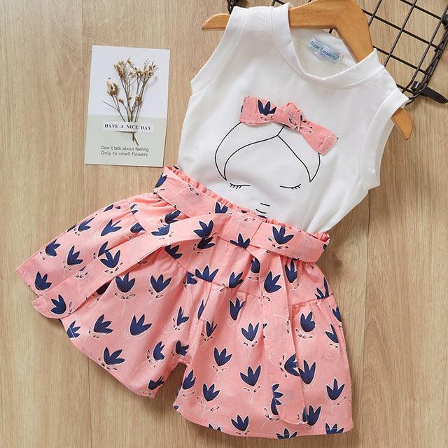 Kids Girls Clothes For Baby Girl Kids T-Shirt Shorts Suit - Amazitshop