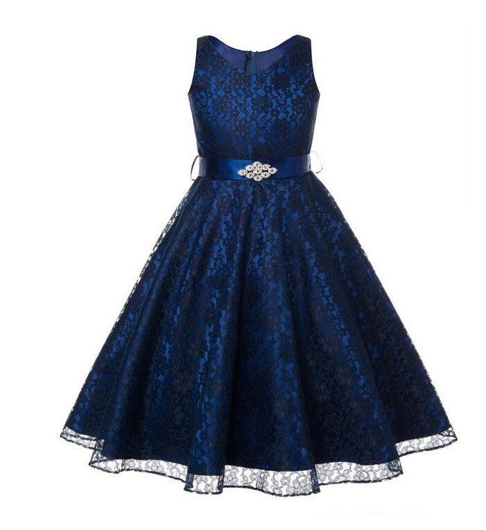 Kids girls dress children Costume Girls Dress Lace Dress Tong - Amazitshop