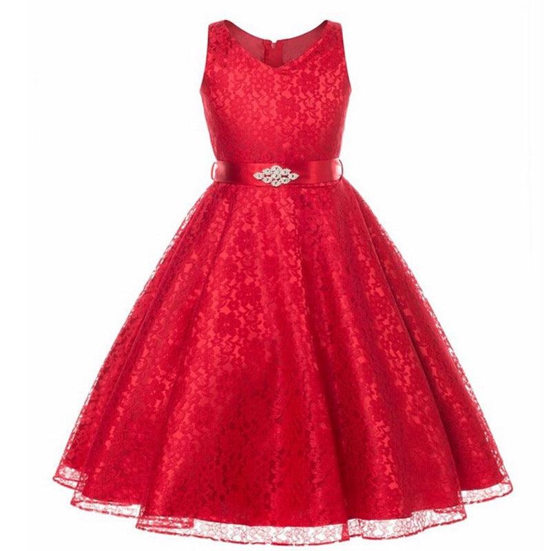 Kids girls dress children Costume Girls Dress Lace Dress Tong - Amazitshop