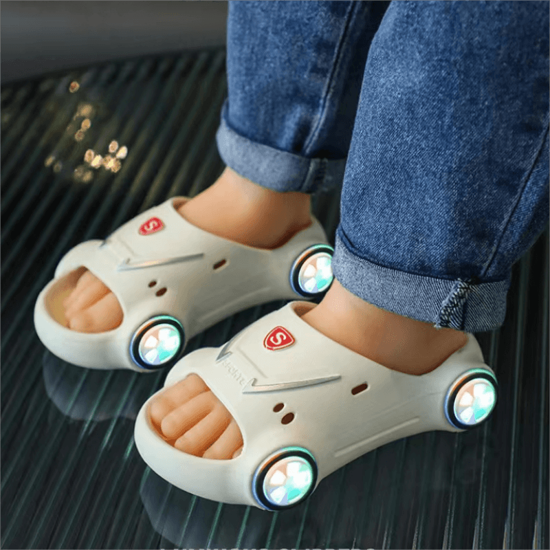Kids Glowing Slippers Cartoon Car Sandals Children Sandals Anti Slip Boys Girls Luminous Slippers Summer Beach Shoes - Amazitshop