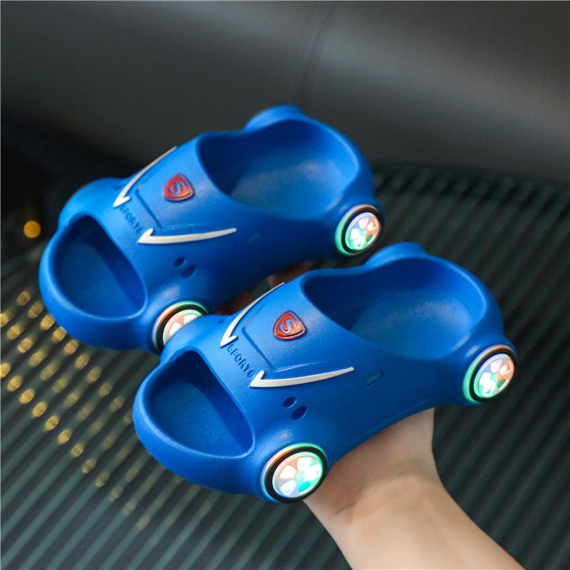 Kids Glowing Slippers Cartoon Car Sandals Children Sandals Anti Slip Boys Girls Luminous Slippers Summer Beach Shoes - Amazitshop
