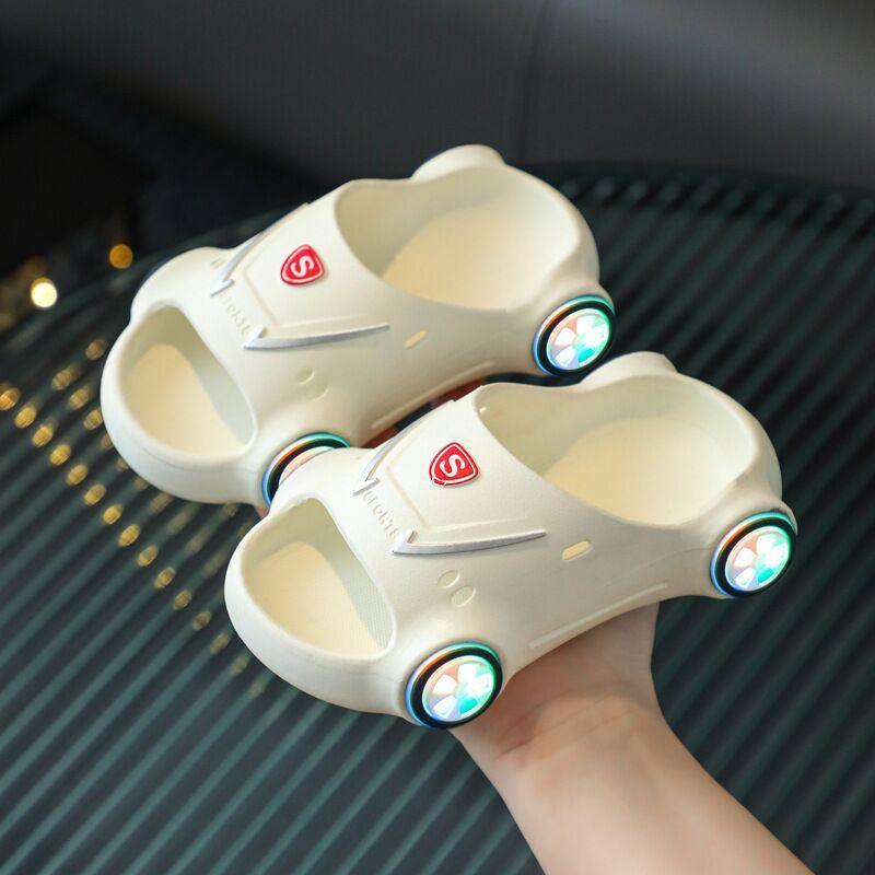 Kids Glowing Slippers Cartoon Car Sandals Children Sandals Anti Slip Boys Girls Luminous Slippers Summer Beach Shoes - Amazitshop