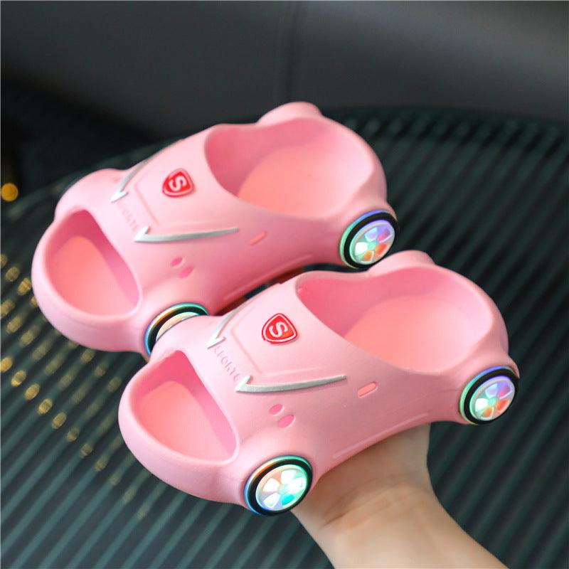 Kids Glowing Slippers Cartoon Car Sandals Children Sandals Anti Slip Boys Girls Luminous Slippers Summer Beach Shoes - Amazitshop