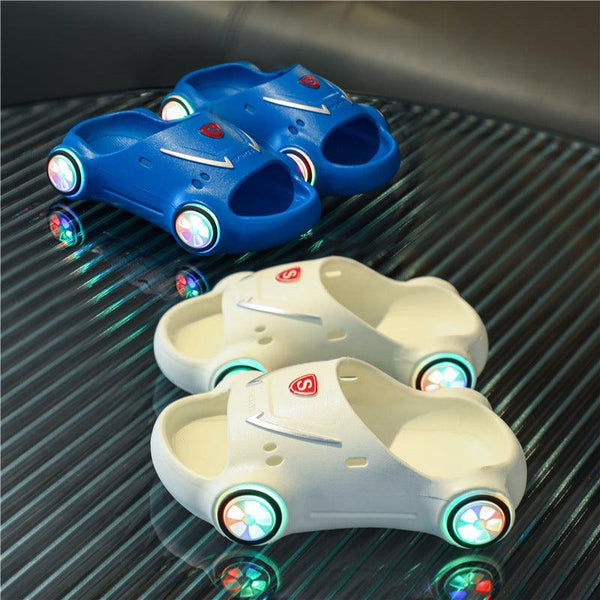 Kids Glowing Slippers Cartoon Car Sandals Children Sandals Anti Slip Boys Girls Luminous Slippers Summer Beach Shoes - Amazitshop