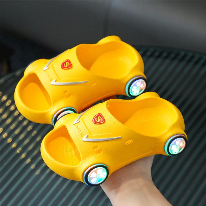 Kids Glowing Slippers Cartoon Car Sandals Children Sandals Anti Slip Boys Girls Luminous Slippers Summer Beach Shoes - Amazitshop