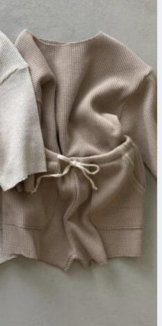 Kids Knitted Waffle Long Sleeve Set - Amazitshop