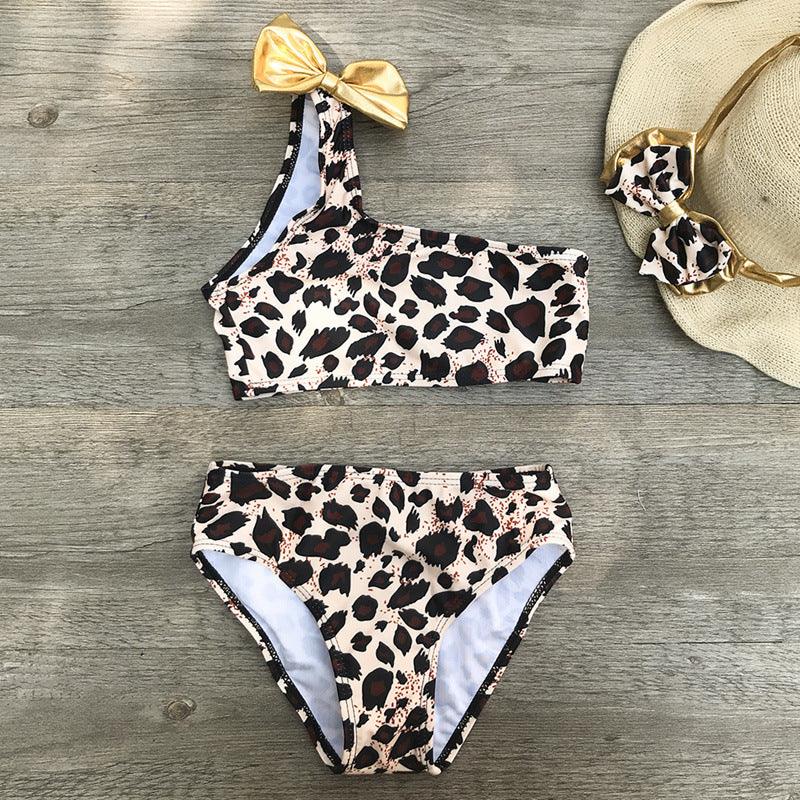 Kids Leopard Print Bikini Three - Piece Set - Amazitshop